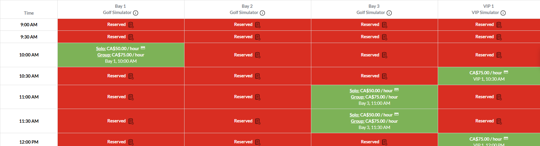 GolfBooking online booking screenshot