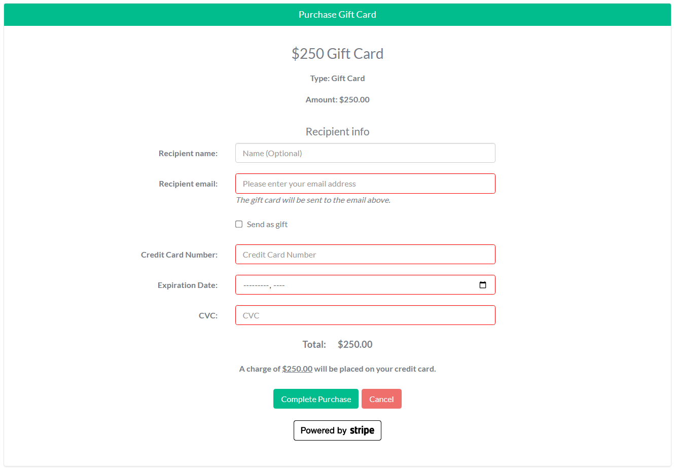 GolfBooking dollar-value gift cards screenshot